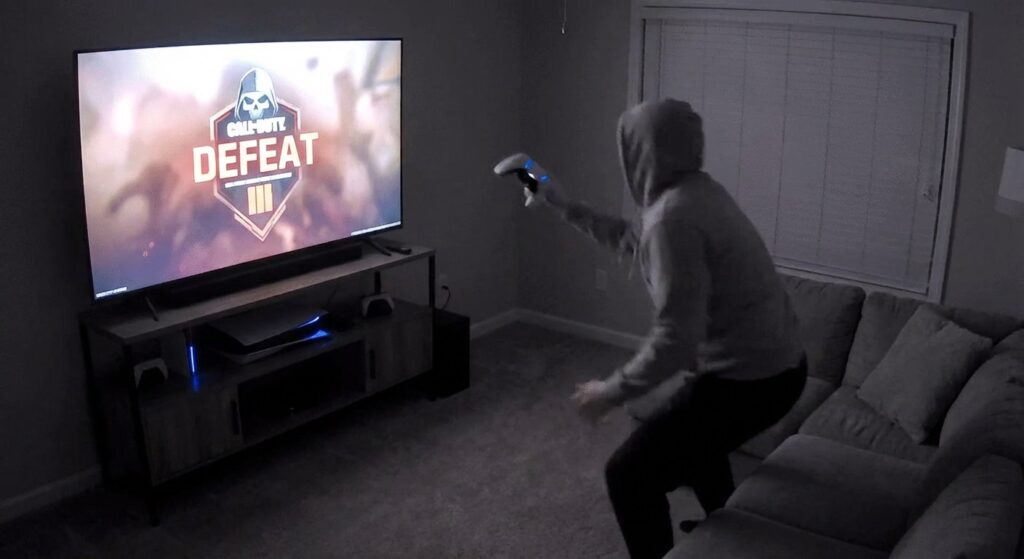 someone angrily throwing their controller or keyboard.