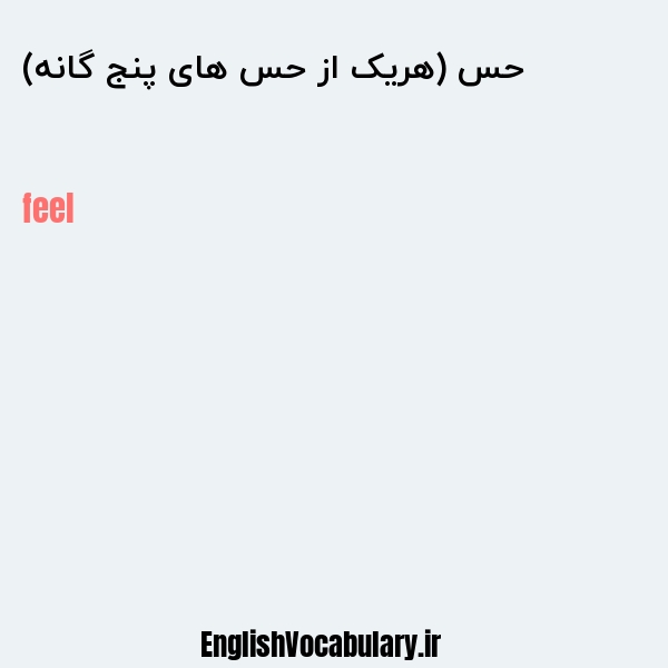 حس (هریک از حس های پنج گانه) به انگلیسی