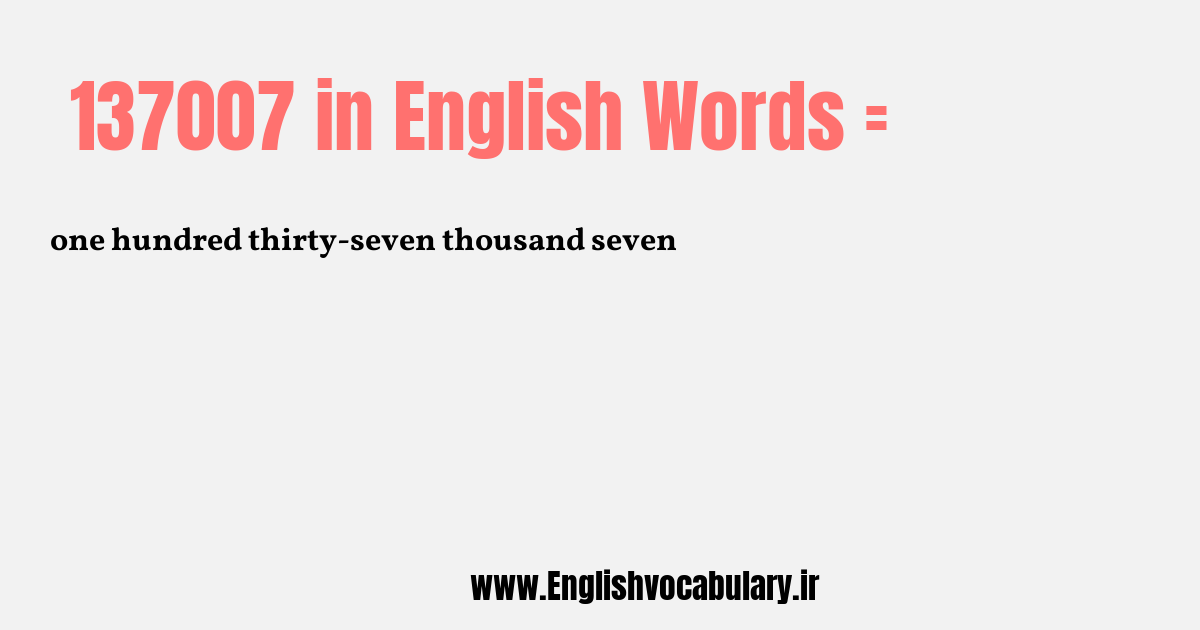 137007 به انگلیسی